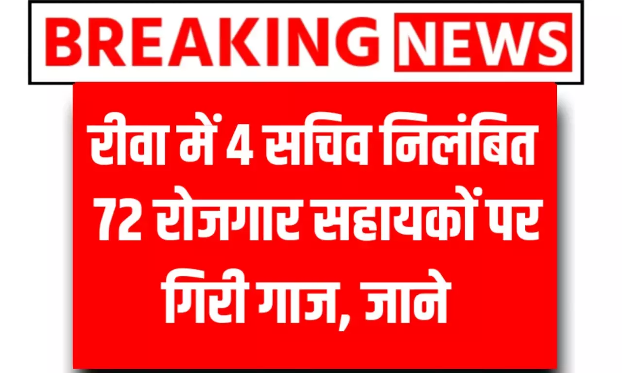 Rewa News: रीवा में धड़ाधड़ एक्शन! एक बार फिर 4 सचिव निलंबित, 72 रोजगार सहायकों को कारण बताओ नोटिस Rewa News: रीवा में धड़ाधड़ एक्शन! एक बार फिर 4 सचिव निलंबित, 72 रोजगार सहायकों को कारण बताओ नोटिस