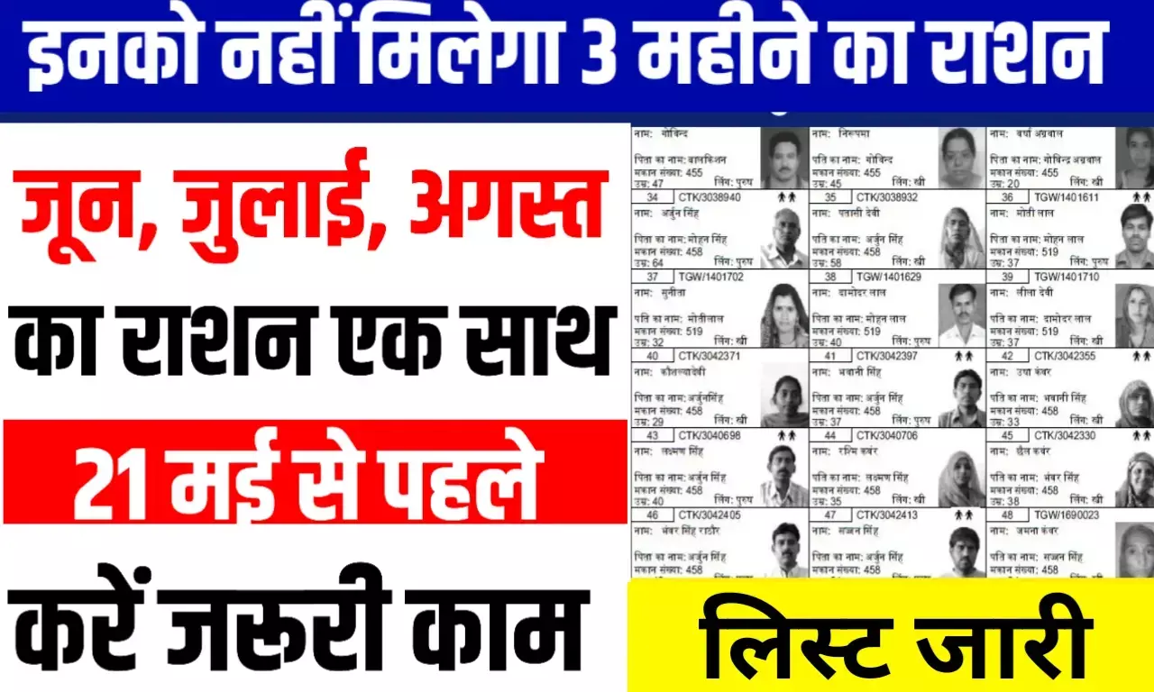 राशनकार्ड धारियों के लिए जरूरी सूचना! 21 मई से पहले कर ले यह काम, नहीं तो जून, जुलाई और अगस्त का राशन जाए भूल राशनकार्ड धारियों के लिए जरूरी सूचना! 21 मई से पहले कर ले यह काम, नहीं तो जून, जुलाई और अगस्त का राशन जाए भूल