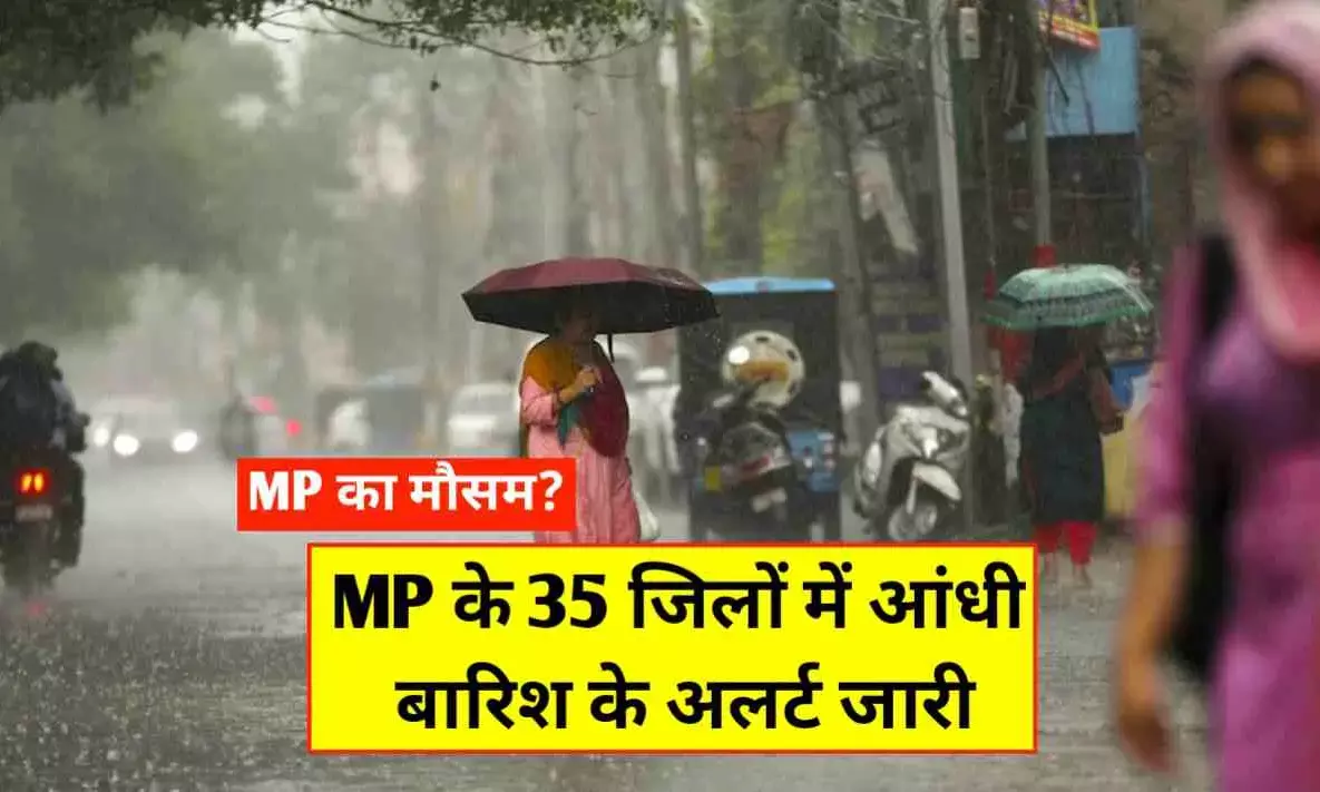 MP Weather: मध्य प्रदेश के 35 जिलों में आंधी-बारिश के अलर्ट घोषित, रीवा सीधी सहित अगले 4 दिनों का मौसम हाल MP Weather: मध्य प्रदेश के 35 जिलों में आंधी-बारिश के अलर्ट घोषित, रीवा सीधी सहित अगले 4 दिनों का मौसम हाल